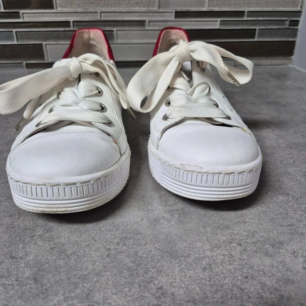 6.5 Gabor White and Red Leather Sneakers with Coloured Dots - Picture 4 of 12